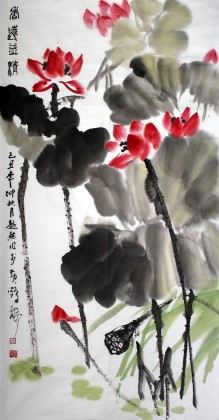 庾超然四尺国画荷花图《香远益清》