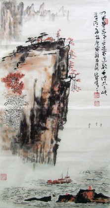 【已售】李明成三尺写意山水画《蜀道难》