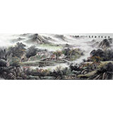 【已售】八尺山水国画《红叶黄花秋景宽》