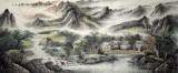【已售】小八尺国画山水《山村清流》