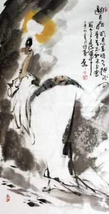 【已售】魏武双三尺国画《邀月图》(询价)