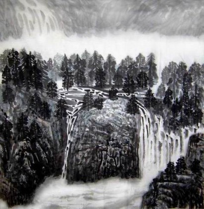 【已售】肖文斌四尺斗方山水画
