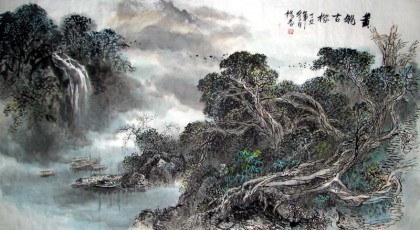 【已售】名家杨春六尺山水《黄瑶古榕》