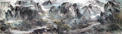 【已售】杨春小丈二山水《走进荔江湾》