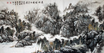 【已售】淮南美协副主席郑庆年《远峰朦胧雨色浓》