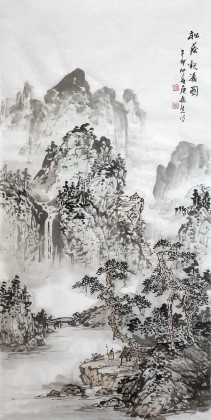 【已售】庾超然三尺山水画《松荫观瀑图》