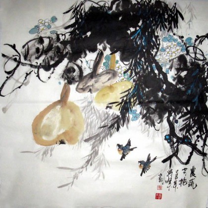【已售】蒋峰四尺斗方写意花鸟画-4