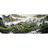 【已售】小八尺国画山水《山高泉清》