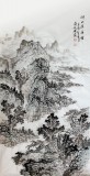 SK庾超然四尺山水画《湖山渔舟图》