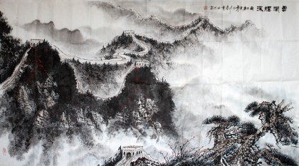 【已售】张春奇六尺国画长城《云涧烟深》