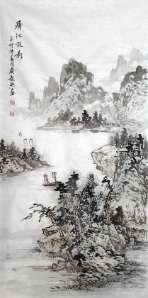 【已售】名家庾超然三尺《清江帆影》