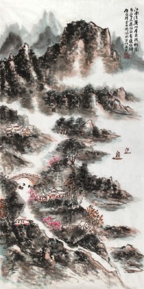 【已售】李明成三尺写意山水画《江南佳丽地》