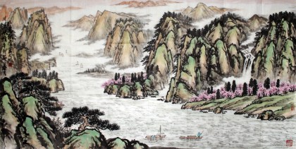 QA卢元蛟四尺山水《川江风情》