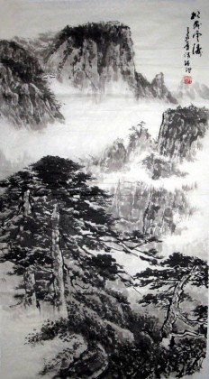 【已售】三尺国画山水《松涛云海》