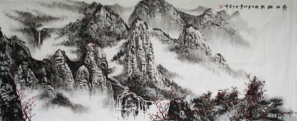 【已售】张春奇小六尺山水画《燕山细雨》