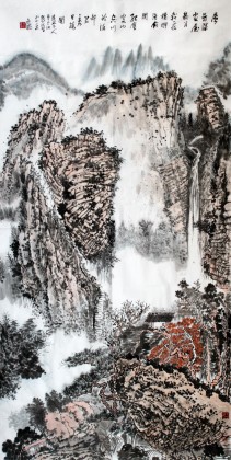 【已售】四尺精品工笔山水画《层喦深处》