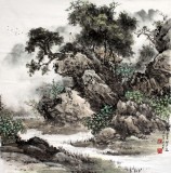 【已售】吉林美协邹本财四尺斗方《山色空蒙钟声远》