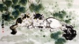 【已售】颜涵精品三尺国画猫《母子情深》已裱轴