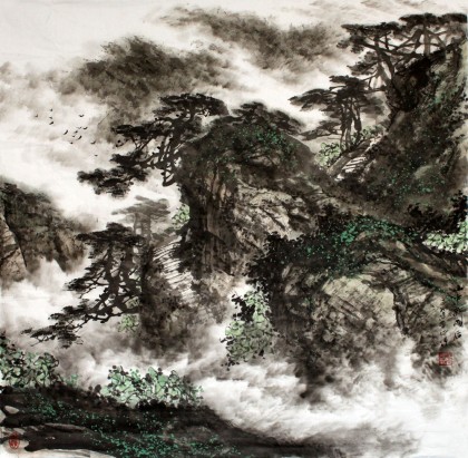 【已售】邹本财 四尺斗方《山中新雨后》 岭城美协副主席