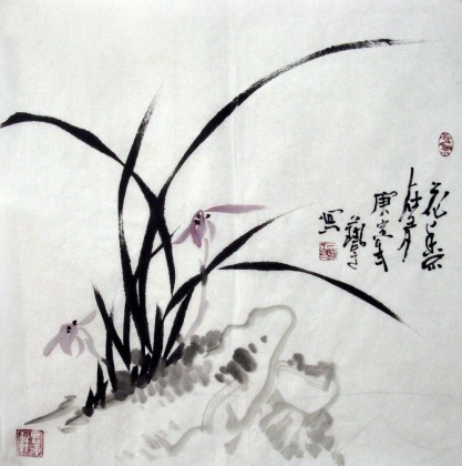 【已售】三尺斗方兰花图