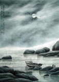 【已售】国画山水《雨后明月来 照见山下路 》