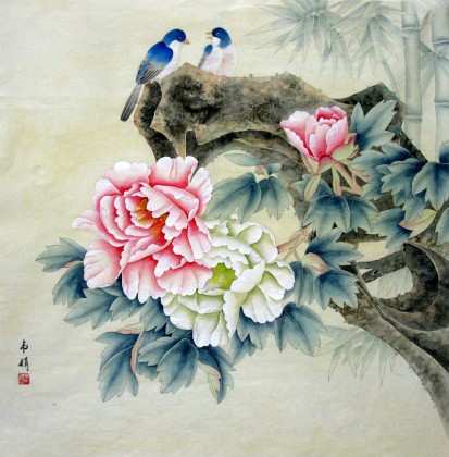 【已售】家居装饰斗方花鸟画