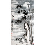 王新军四尺国画竹子《风鸣月动》