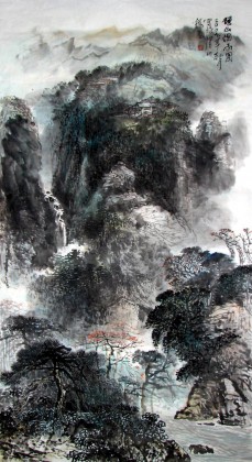 【已售】杨春六尺精品山水《瑶山烟雨图》