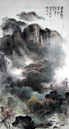 【已售】杨春六尺精品山水《霜叶红于二月花》