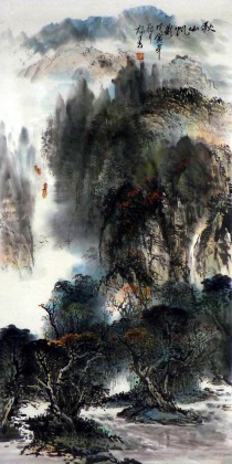 【已售】杨春四尺作品《秋山帆影》