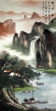 【已售】四尺名家青绿山水画《秋山生云》