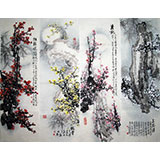 国画梅花四条屏