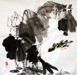 【已售】张春奇三尺斗方画《莲塘情趣》
