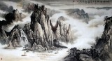 QASK河南美协郑旺三六尺山水《峡谷云水》