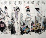 【已售】四条屏《四大美人》