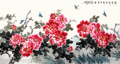 【已售】 王芳精品六尺牡丹图《富贵祥瑞锦绣春风》