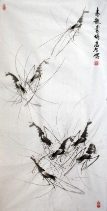 【已售】齐派名家张鸿智三尺《清趣墨虾》