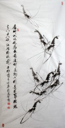 【已售】齐派名家张鸿智作品《清趣墨虾》