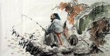 【已售】四尺写意人物画《姜公鱼乐图》