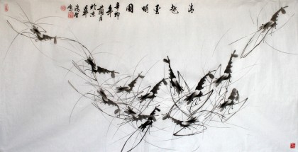 【已售】齐派名家张鸿智四尺《清趣墨虾》