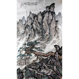 名家蒲家瑞六尺精品《丑石半蹲山中虎 长松横卧木中龙》