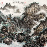 名家蒲家瑞四尺斗方《青山聚秀》