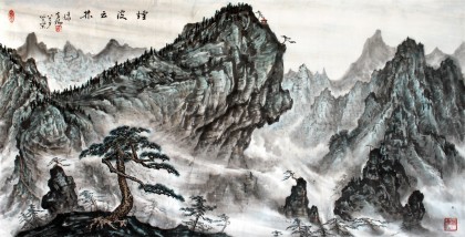 蒲家瑞 四尺国画《烟波云林》 86岁著名老画家