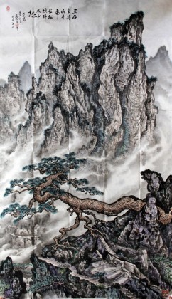 【已售】名家蒲家瑞六尺精品《丑石半蹲山中虎 长松横卧木中龙》