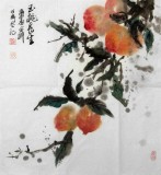 【已售】祝寿斗方画《玉桃长生》