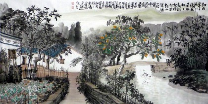 四尺田园山水画