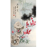  凌雪三尺花鸟《岁寒三友》