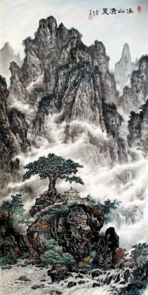 SK名家蒲家瑞四尺国画《溪山清夏》