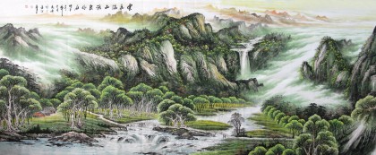 【已售】丈二中国山水画《流泉依石》
