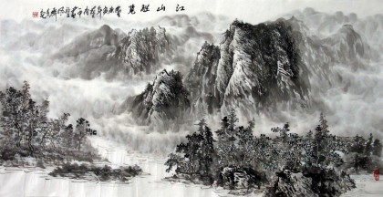 【已售】四尺名家水墨山水《江山胜览》